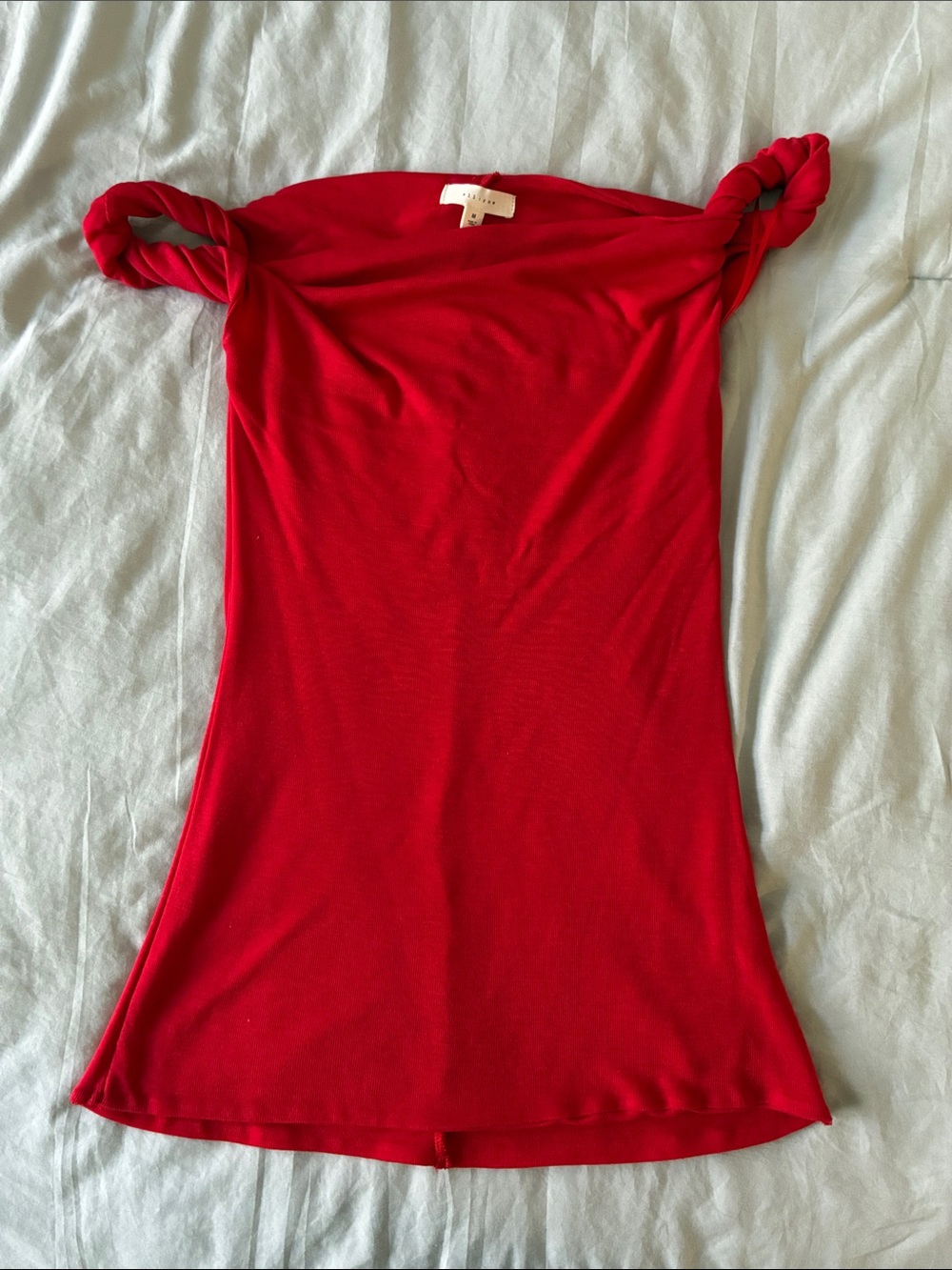 Twist-Shoulder Red Tank Top